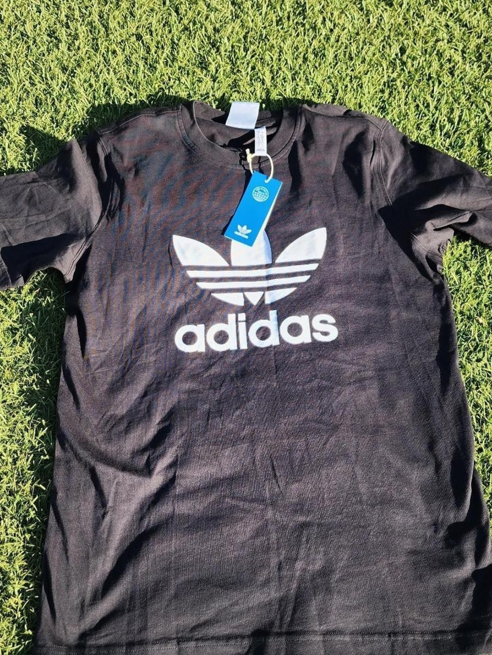 adidas Black Short Sleeve Tee with White Trefoil Logo